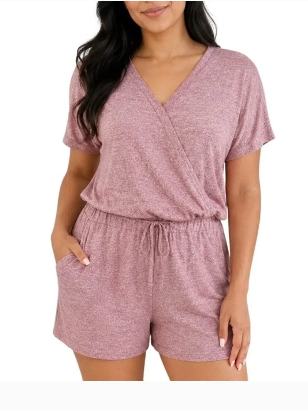 32 Degrees Pink Soft Knit Cross Front Romper S